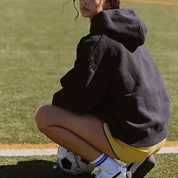 Free People | Double Overtime Fleece Sweatshirt Hoodie‎ in Black - Picture 2 of 7